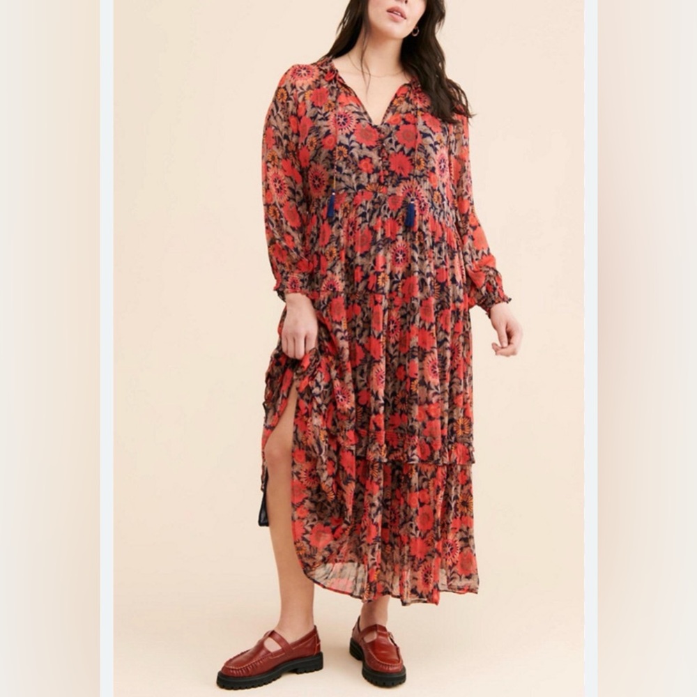 This item is the Anthropologie The Marais Printed Chiffon Maxi Dress size small